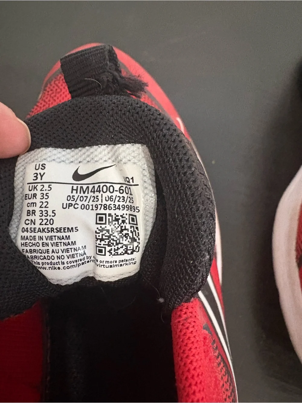 Nike Kids Red and Black Velcro Athletic Sneakers